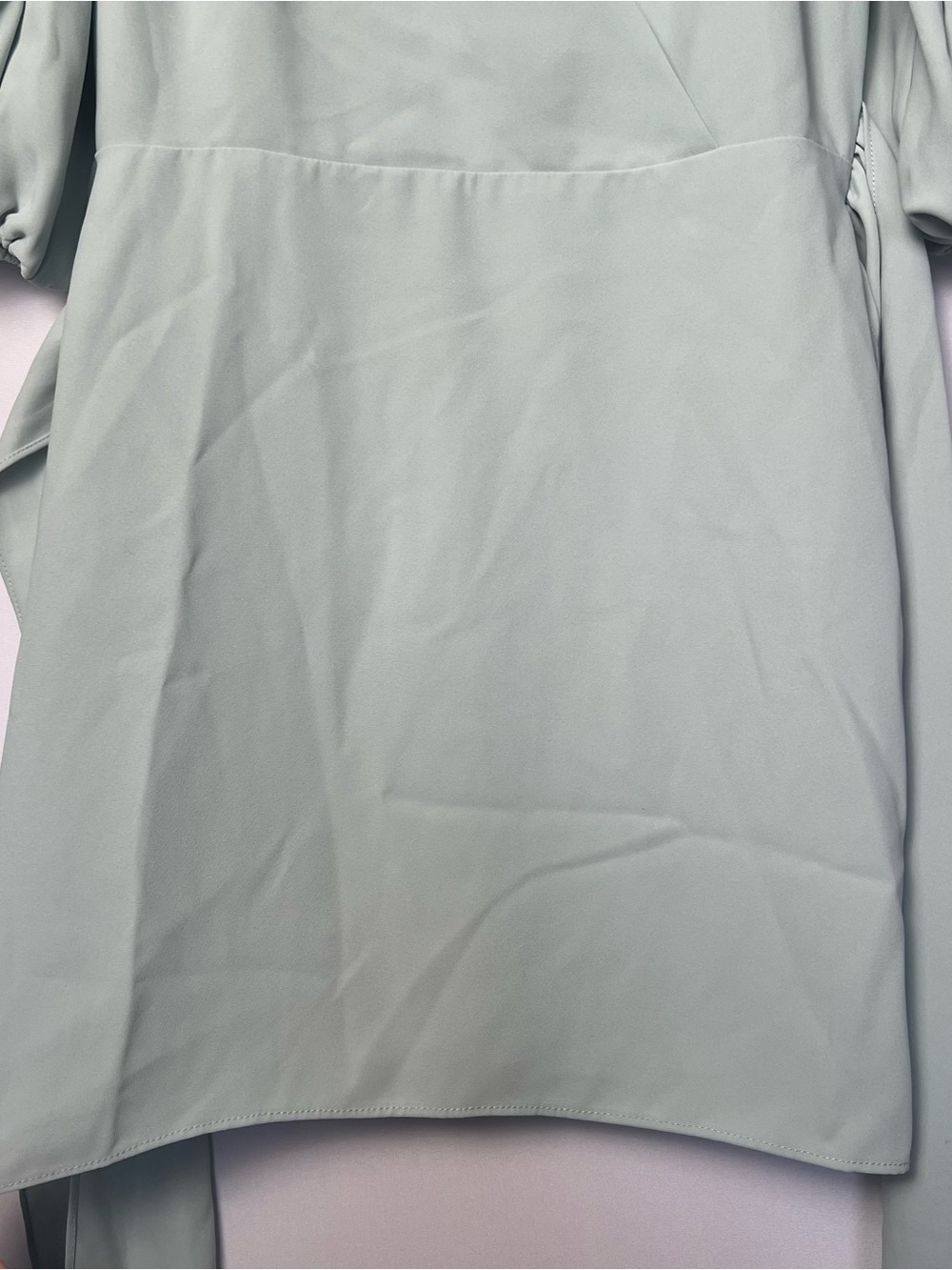 Amanda Uprichard Revolve Alida Mini Wrap Tie Dress Thyme Green XS Balloon Sleeve - Picture 5 of 10